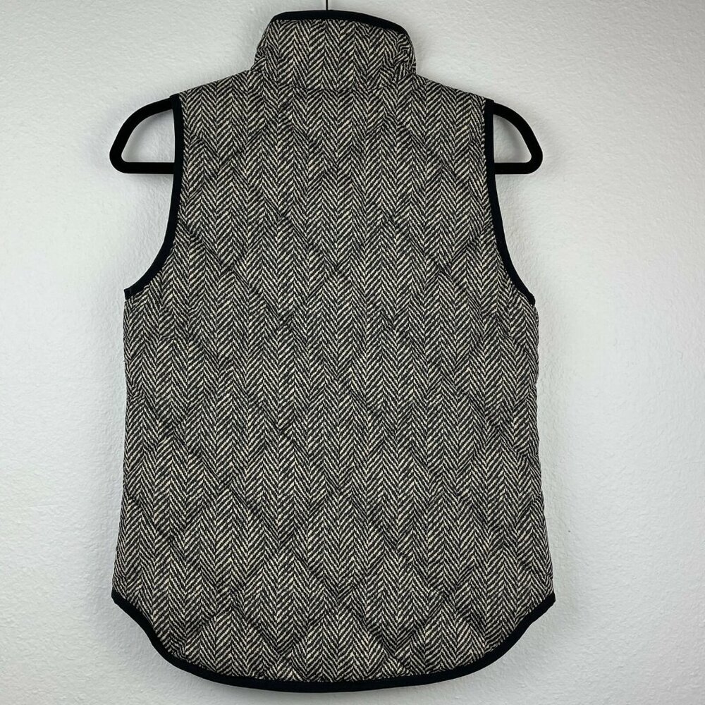 J.CREW Quilted Vest Womens Size XXS Excursion Herringbone Full Zip Down Gray - Picture 2 of 9